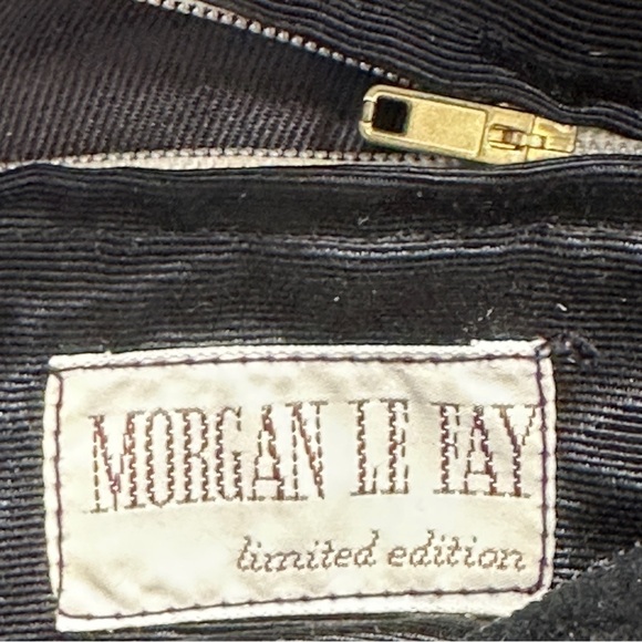 Vintage Morgan Le Fay leather/suede handbag, metal accents, unique - Picture 8 of 11